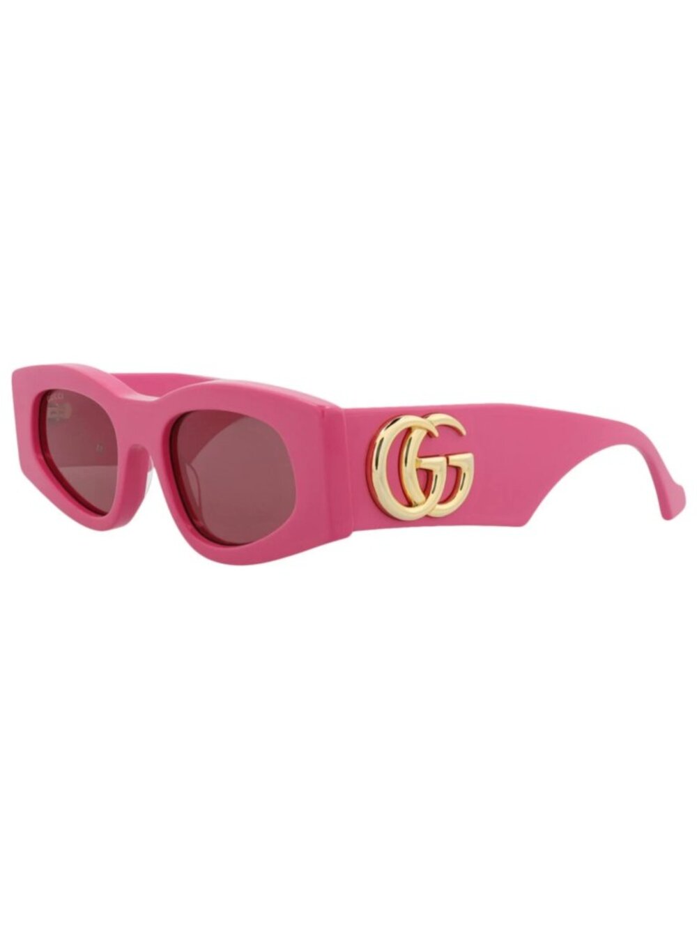 New Gucci Women's Sunglasses Square Rectangle Recycled Acetate Frame Fuchsia